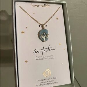 Gold and Green Aventurine Eye Pendant Necklace